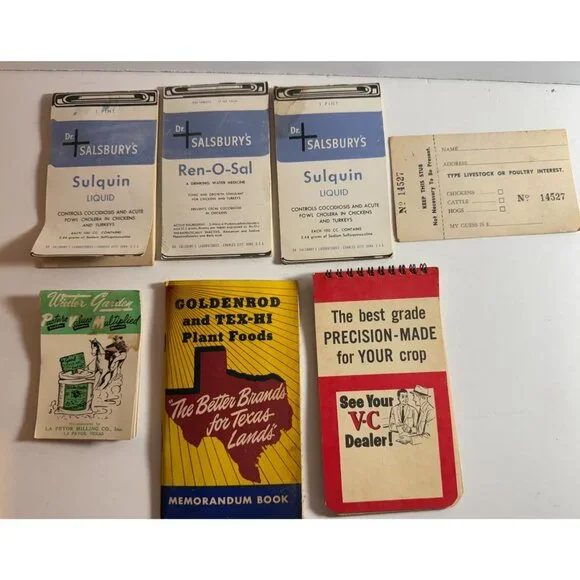 Vintage Advertising Notepads VC Fertilizers Tex Hi Plant Food Farmer Lot READ - Picture 1 of 13